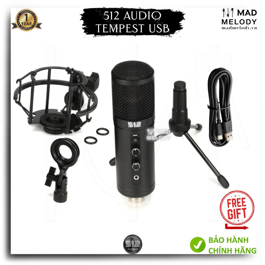 [BH1NĂM] Micro thu âm 512 Audio Tempest Studio Condenser USB Microphone