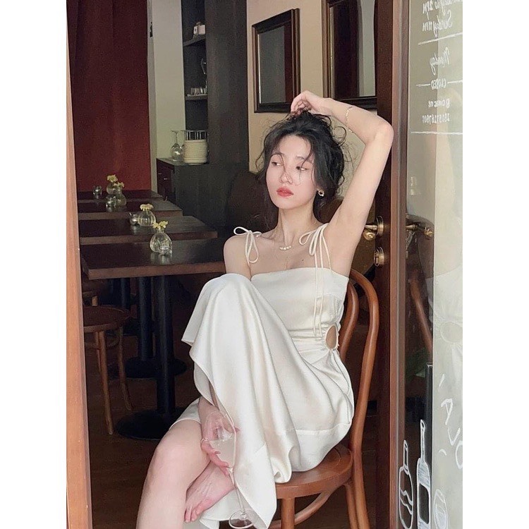 Váy lụa 2 dây TIFFANY DRESS dáng dài khoét eo nhẹ nhàng quyến rũ