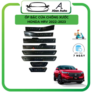 Ốp bậc cửa xe Honda HRV 2022-2023, Nẹp bước chân HRV ,Chất liệu Titan cao cấp, Bộ 8 miếng chống xước cửa