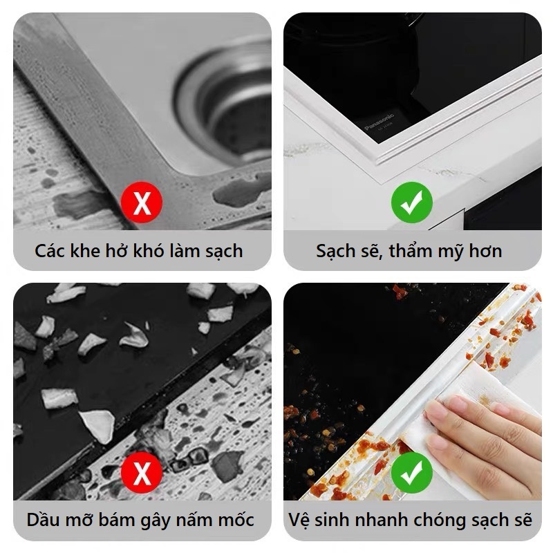 Băng Dính Dán Viền Bếp Từ, Bếp Ga, Bồn Rửa Chén Chống Thấm Nước Chống Ẩm Mốc Dễ Dàng Vệ Sinh