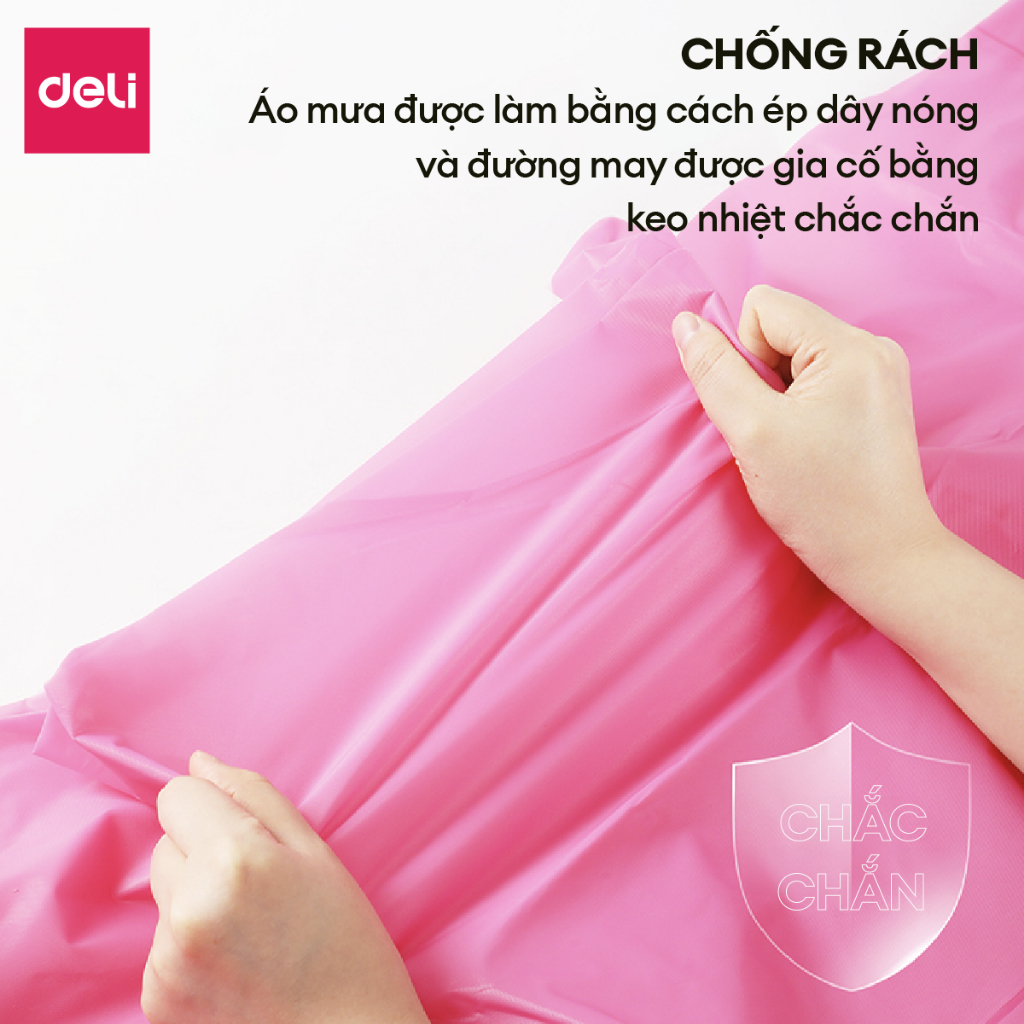 Áo Mưa 1 người trong suốt EVA Deli siêu dày chống thấm cho mưa to phong cách thời trang nhiều màu sắc