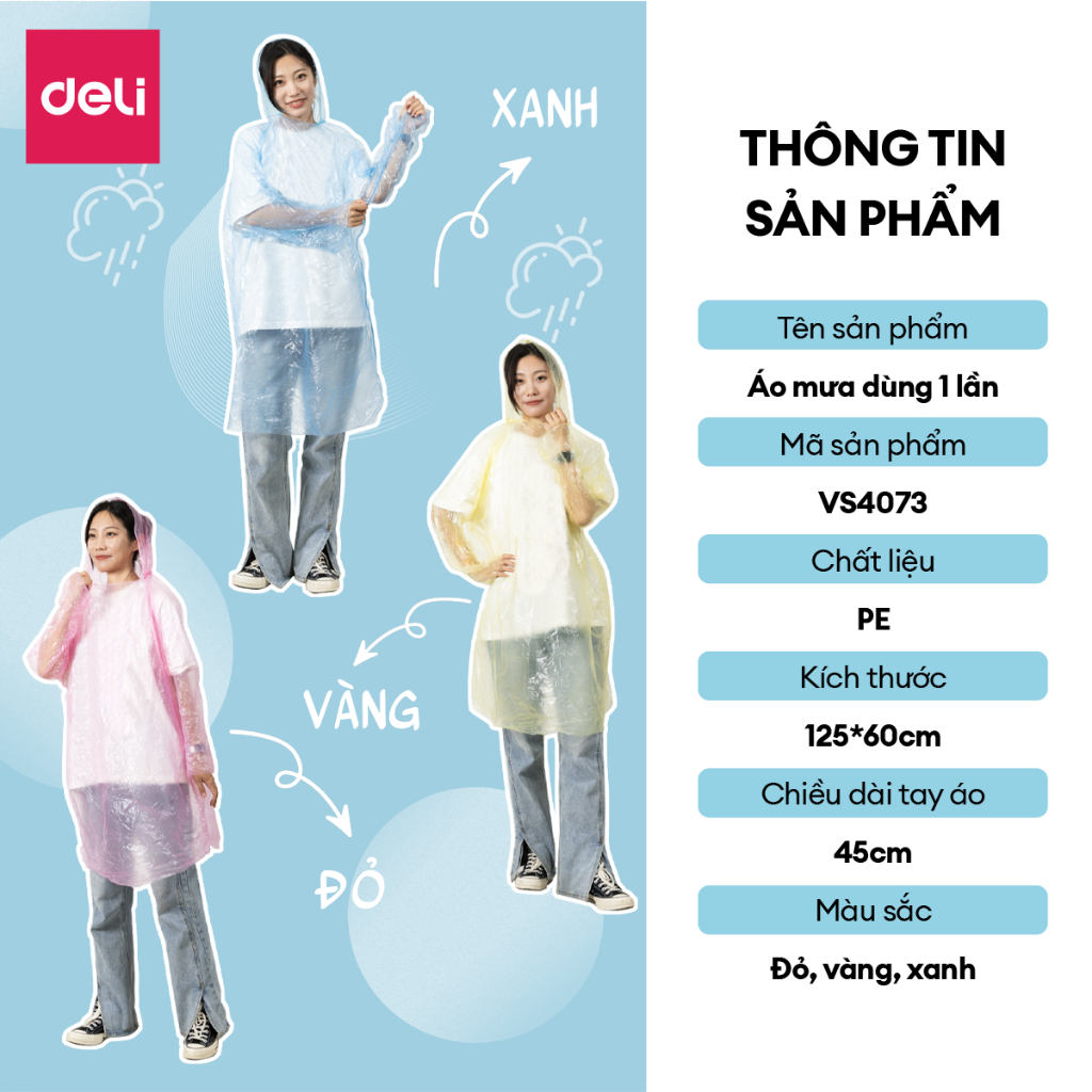 Áo mưa giấy nhiều màu siêu dai có thể sử dụng nhiều lần chống thấm khi đi mưa, đi phượt