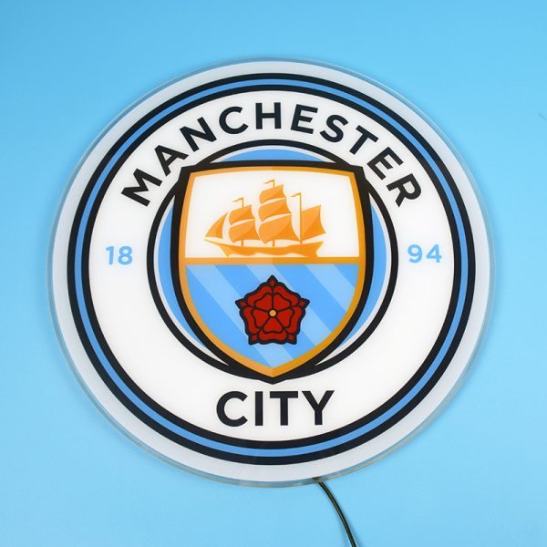 Manchester City – Đèn LED Treo Tường In Logo CLB Manchester City | Kích Thước 40cm