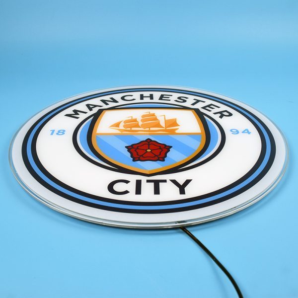 Manchester City – Đèn LED Treo Tường In Logo CLB Manchester City | Kích Thước 40cm
