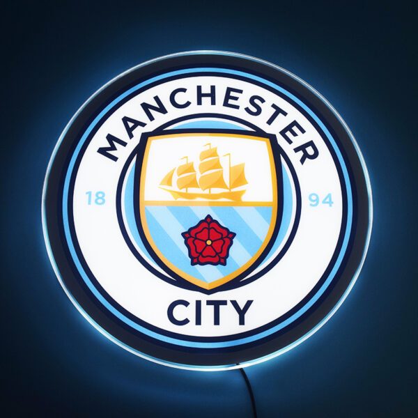Manchester City – Đèn LED Treo Tường In Logo CLB Manchester City | Kích Thước 40cm