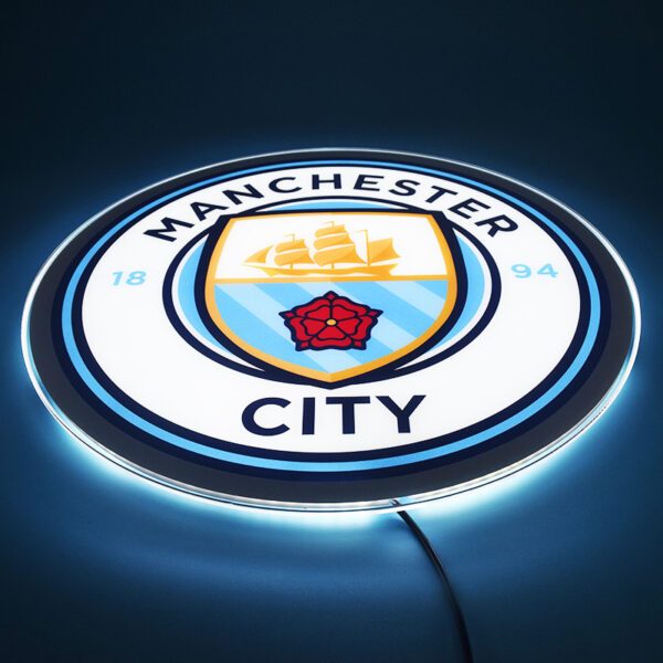 Manchester City – Đèn LED Treo Tường In Logo CLB Manchester City | Kích Thước 40cm