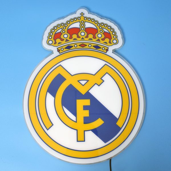 Real Madrid – Đèn LED Treo Tường In Logo CLB Real Madrid | Kích Thước 52*38cm