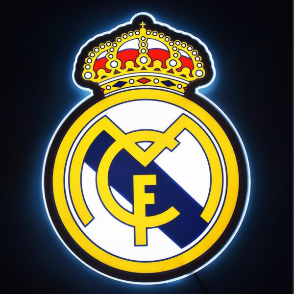 Real Madrid – Đèn LED Treo Tường In Logo CLB Real Madrid | Kích Thước 52*38cm