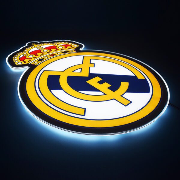 Real Madrid – Đèn LED Treo Tường In Logo CLB Real Madrid | Kích Thước 52*38cm