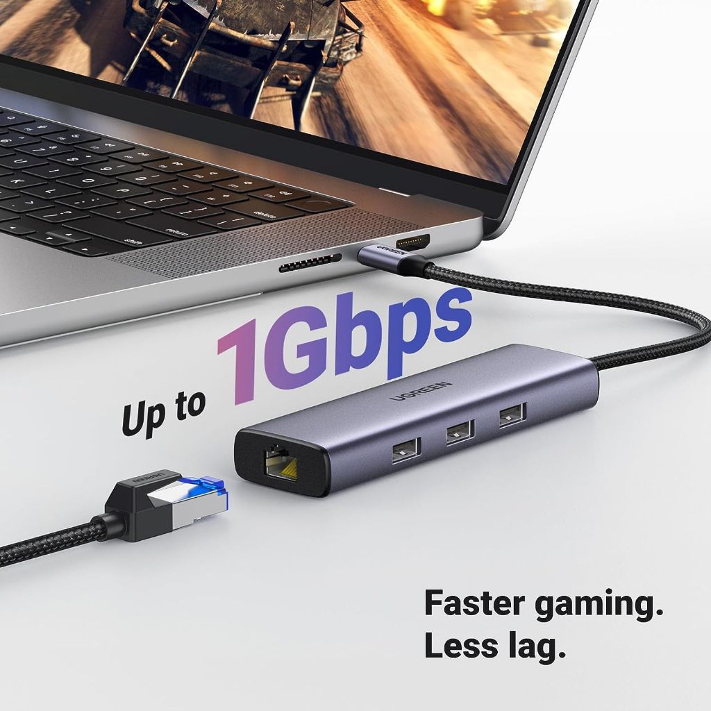 Cổng mạng LAN Gigabit Ethernet 1000Mbps trên Hub Ugreen 15598