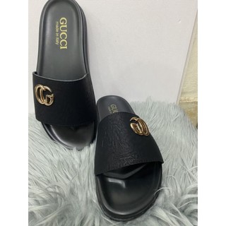 Dép nam quai da cao cấp_Dép quai ngang nam gắn mác size 38-43