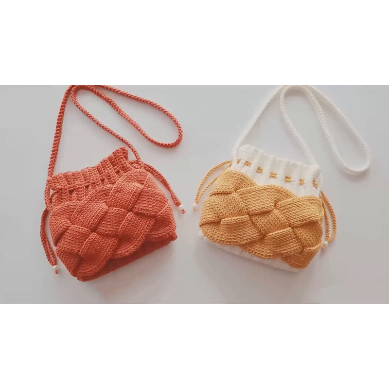 Túi len HandMade hoạ tiết đan chéo lạ mắt. Phong cách dễ thương năng ...