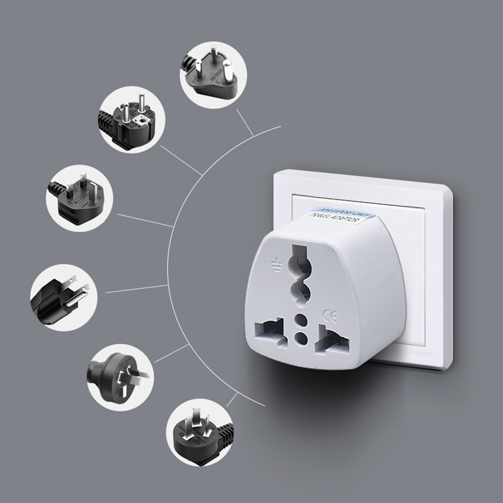 Phích cắm chuyển đổi 3 chân sang 2 chân, ổ cắm chuyển đổi 3 chấu nguồn 220V phù hợp mọi loại đầu cắm.