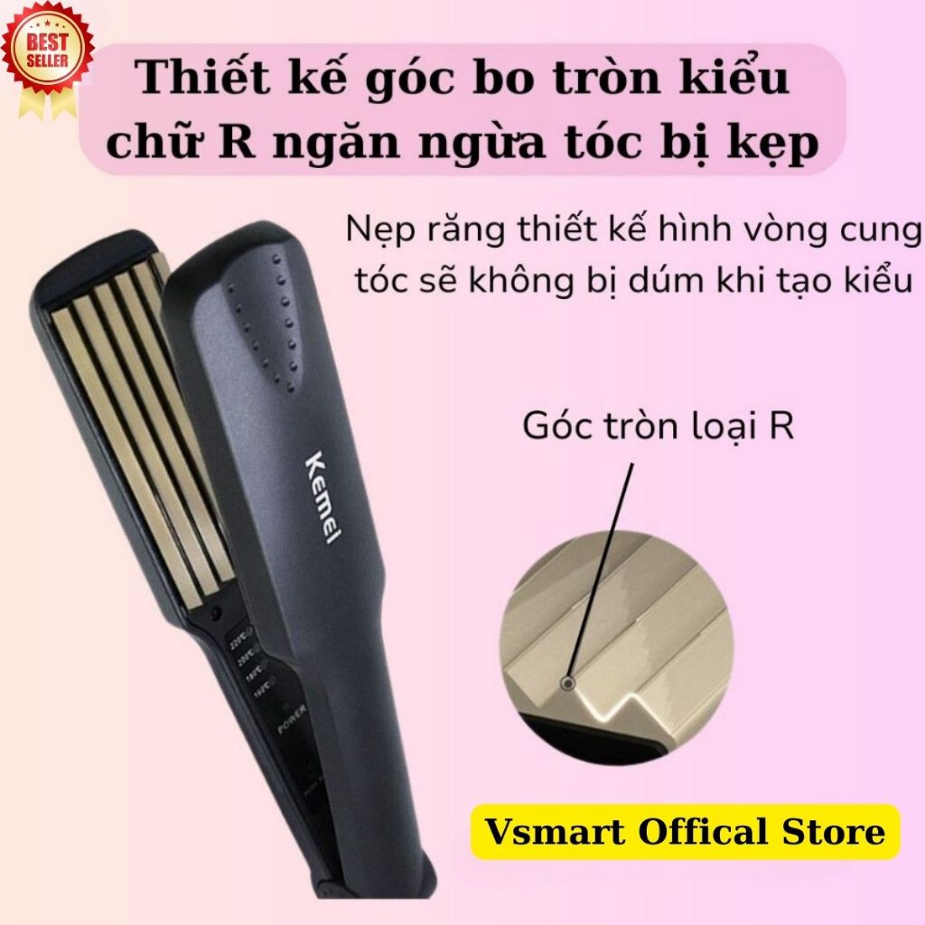 Máy Dập Xù Tóc Kemei 332, Máy Làm Phồng Chân Tóc KM-332 Chuyên Nghiệp có 4 Mức Nhiệt, An Toàn Bảo Vệ Tránh Hư Tổn Tóc