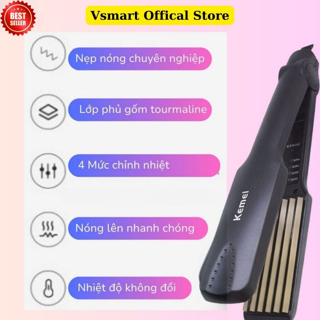 Máy Dập Xù Tóc Kemei 332, Máy Làm Phồng Chân Tóc KM-332 Chuyên Nghiệp có 4 Mức Nhiệt, An Toàn Bảo Vệ Tránh Hư Tổn Tóc
