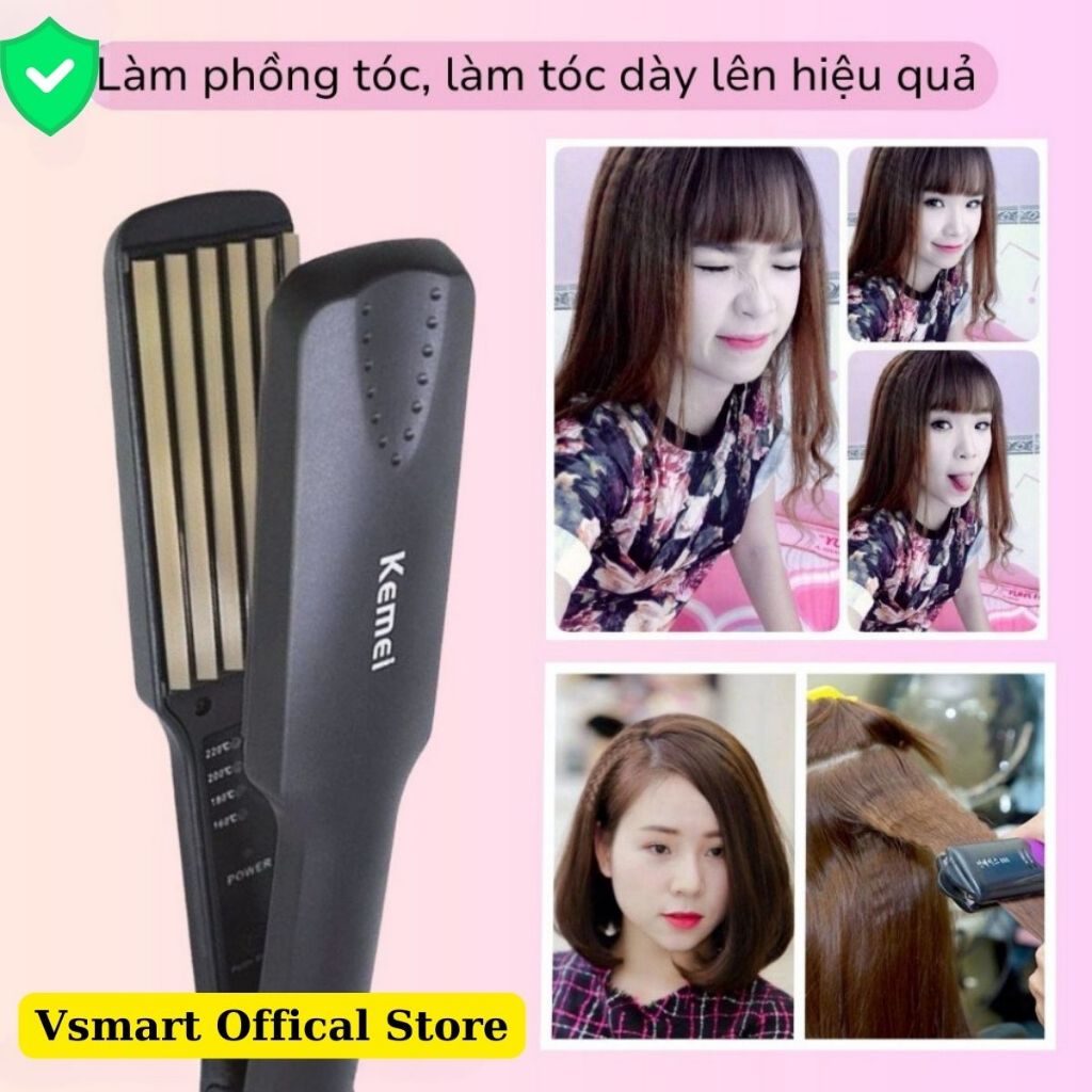 Máy Dập Xù Tóc Kemei 332, Máy Làm Phồng Chân Tóc KM-332 Chuyên Nghiệp có 4 Mức Nhiệt, An Toàn Bảo Vệ Tránh Hư Tổn Tóc