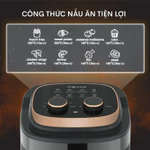 Nồi chiên không dầu 6.5L nhập khẩu Fujihome tự ngắt, nồi chiên mặt kính trong 6.5 Lít chống dính cao cấp chính hãng — ảnh 7