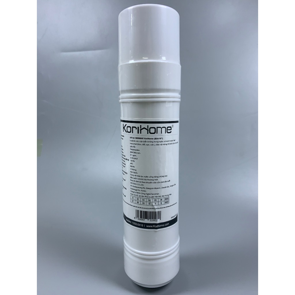 Combo 5 Lõi Lọc Thô Korihome Gồm 3 Sediment 2 Pre Carbon Cắm Nhanh Dạng U Sản Xuất Hàn Quốc - Dòng Cao Cấp Của Karofi