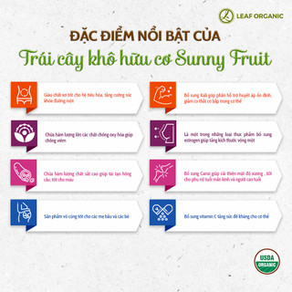 Trái cây khô hữu cơ Sunny Fruit, sung khô, mơ khô, mận khô, cherry khô, nho khô