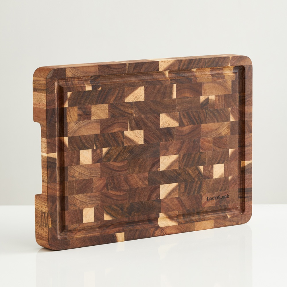 Thớt gỗ tràm LocknLock Acacia wooden cutting board CKD076 , màu gỗ tự nhiên 35x25x3,5cm 1.9kg K-MALL