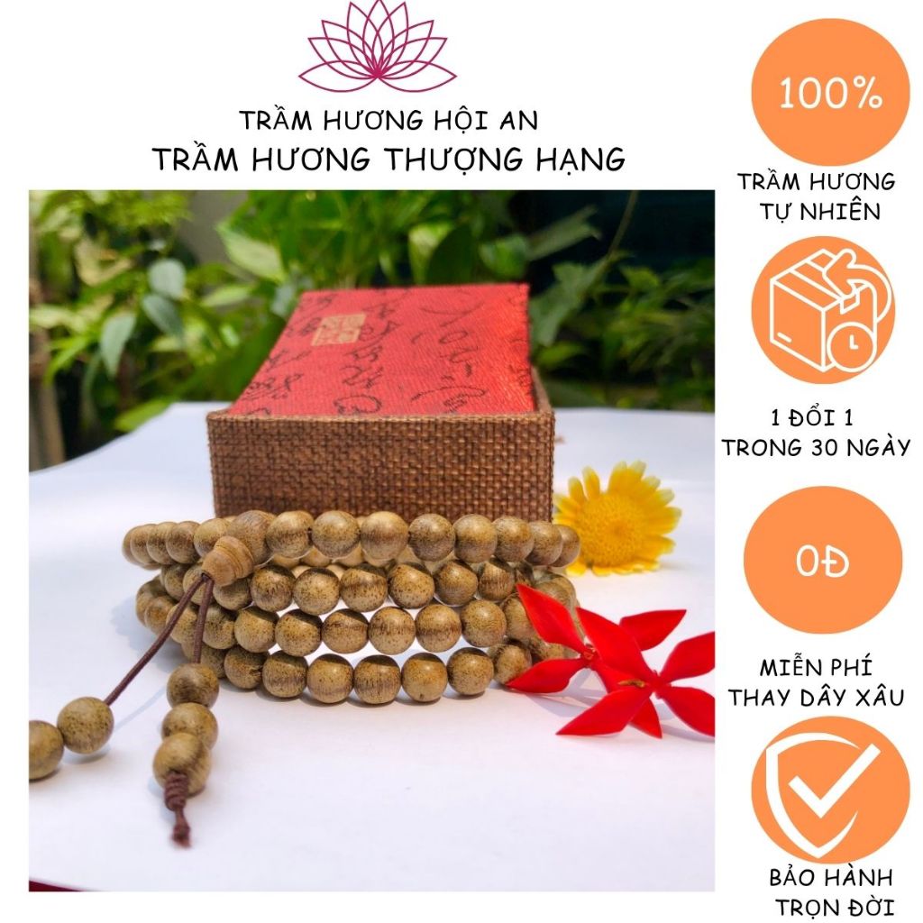 Vòng Tay Trầm Hương Tốc Tự Nhiên 108 Hạt 6/7/8mm – Thời Trang Phong Thủy Bình An