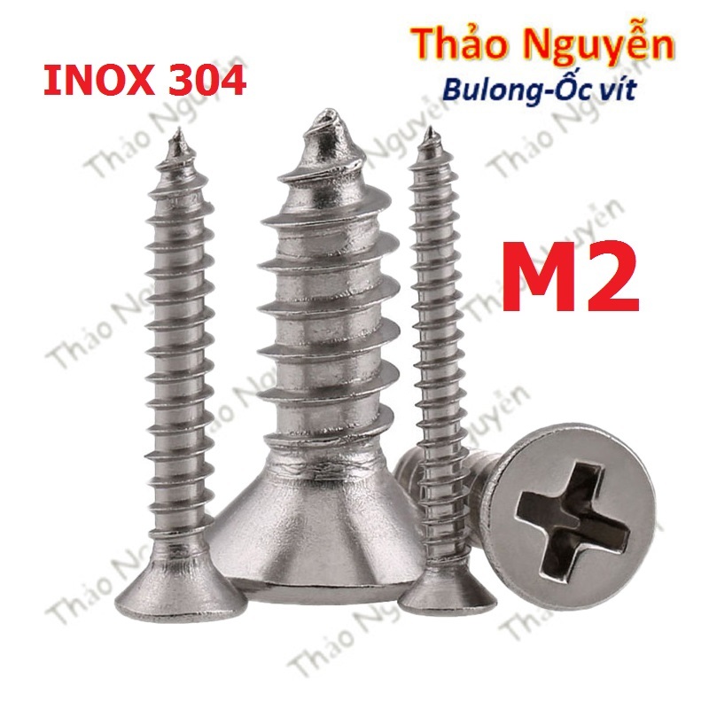 Vít răng thưa bắt gỗ đầu bằng, Vít răng thưa size M2 INOX 304 (10 con ...