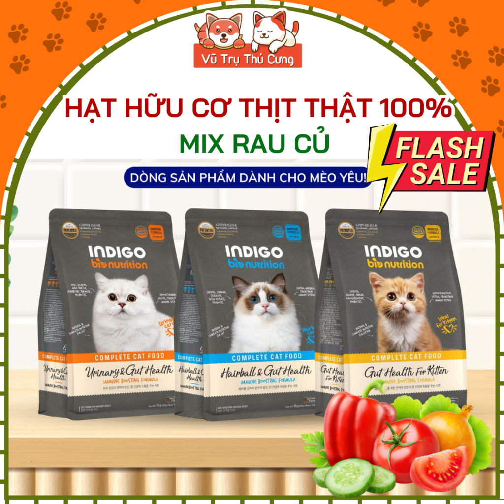 (200g) Hạt Cho Mèo Indigo Hàn Quốc Tốt Cho Tiêu Hóa, Bổ Sung Rau Củ
