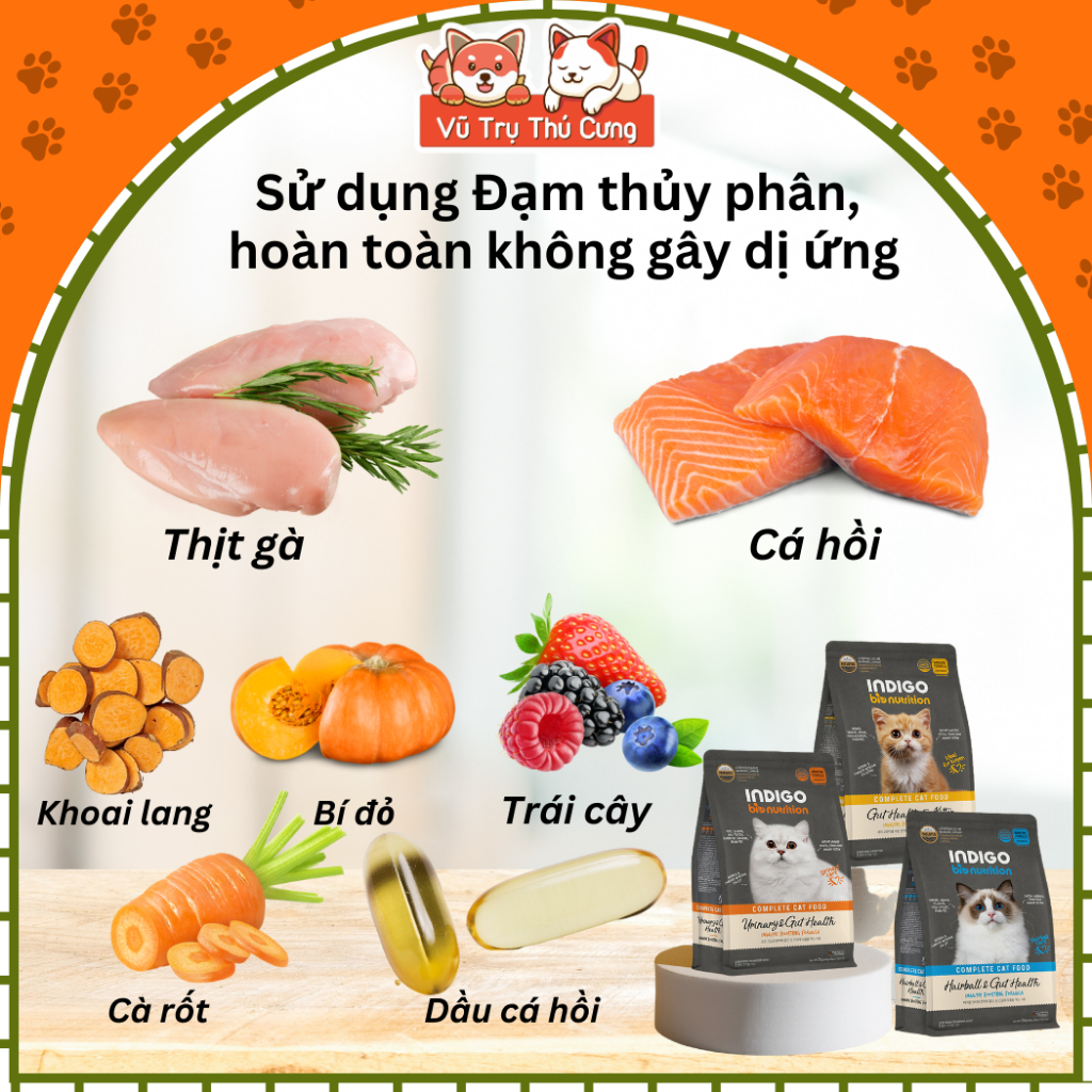 (200g) Hạt Cho Mèo Indigo Hàn Quốc Tốt Cho Tiêu Hóa, Bổ Sung Rau Củ