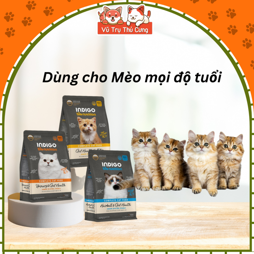 (200g) Hạt Cho Mèo Indigo Hàn Quốc Tốt Cho Tiêu Hóa, Bổ Sung Rau Củ