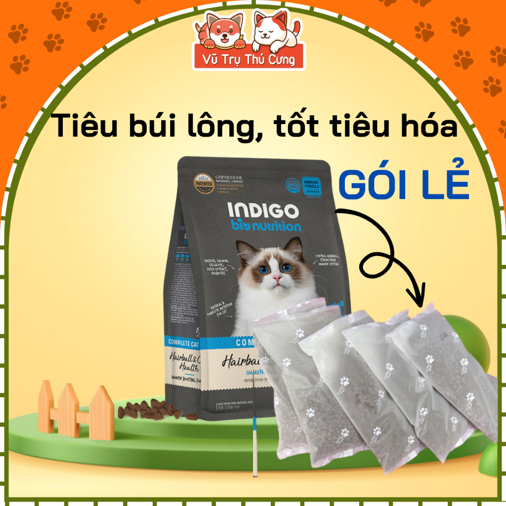 (200g) Hạt Cho Mèo Indigo Hàn Quốc Tốt Cho Tiêu Hóa, Bổ Sung Rau Củ