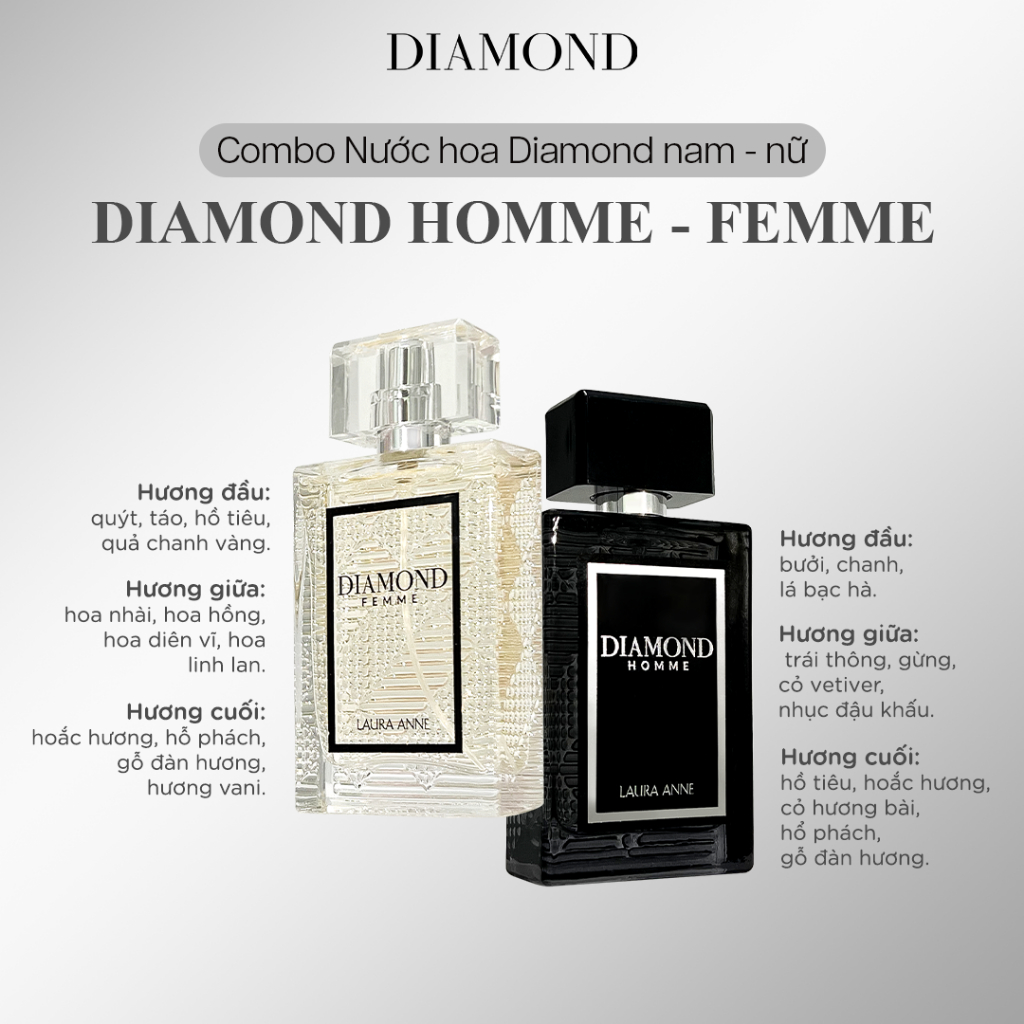 Ảnh Nước hoa Nam Nữ Laura Anne Diamond Homme - Femme 45ml 1