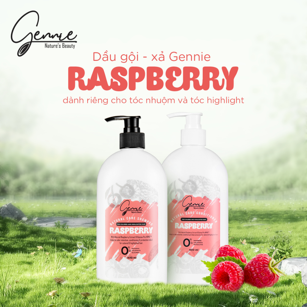 Ảnh Dầu gội - xả Gennie Natural Care Raspberry cho tóc nhuộm và tóc highlight 400ml 1