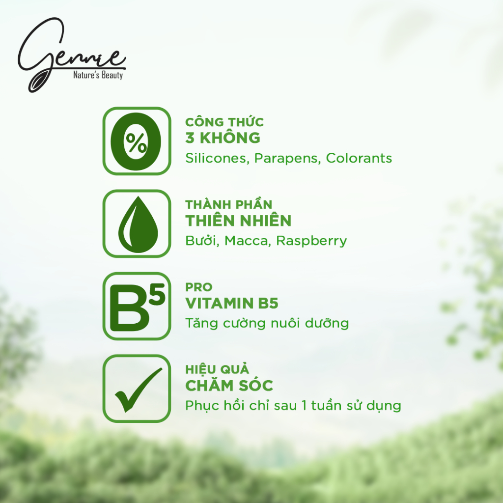Ảnh Dầu gội - xả Bưởi Gennie Natural Care cho tóc khô, yếu và dễ gãy rụng 400ml 3