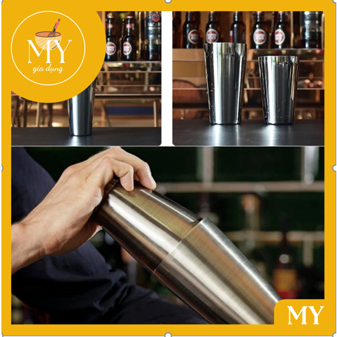 Ly đong -  Bình lắc inox Boston 2 mảnh   2 đáy S80-2 -- 800ml - 600ml