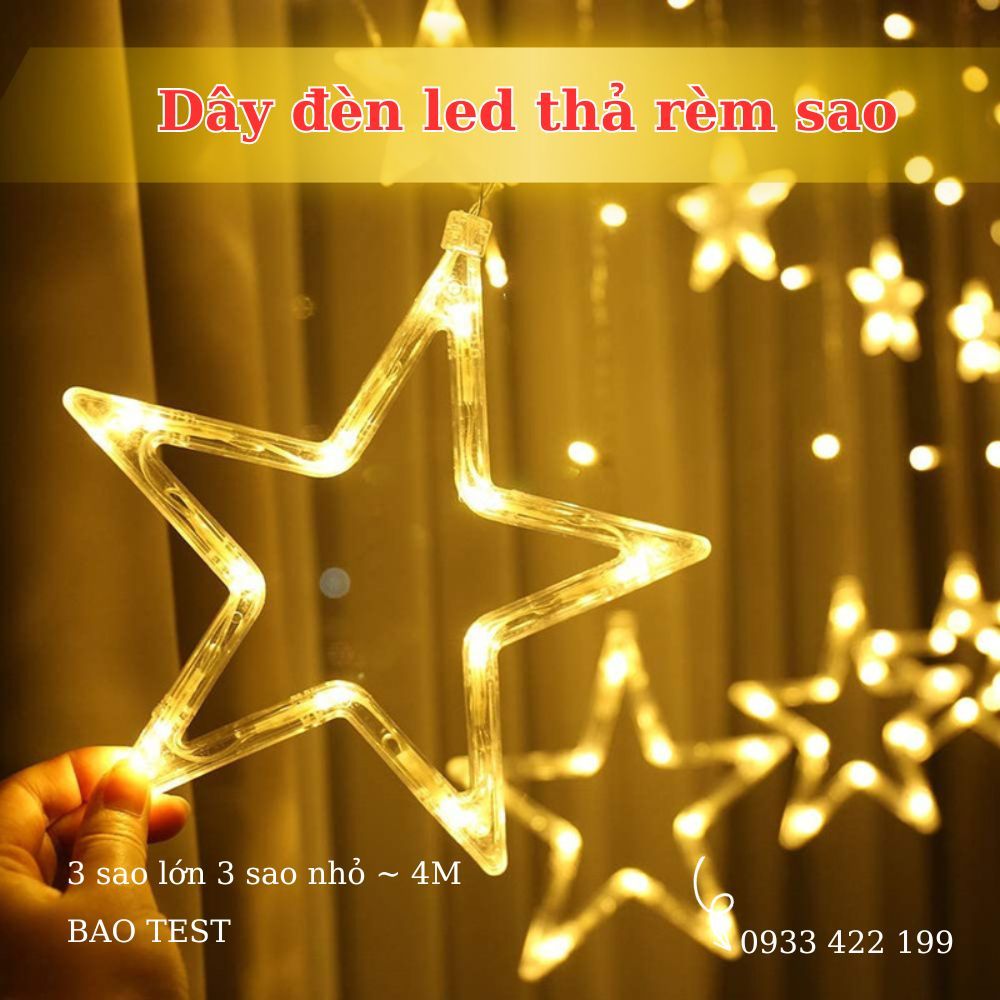 Dây đèn led thả rèm sao vàng/đủ màu 4m trang trí tết, led trang trí ...