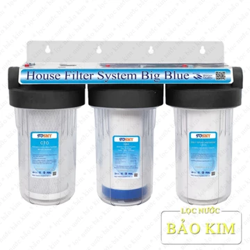Bộ lọc đầu nguồn 3 cấp lọc BIGBLUE 10inch công suất lọc lớn 1.5 -2m3/h | ren 34 (1’’) | (trong suốt) YBBH10CP1GC