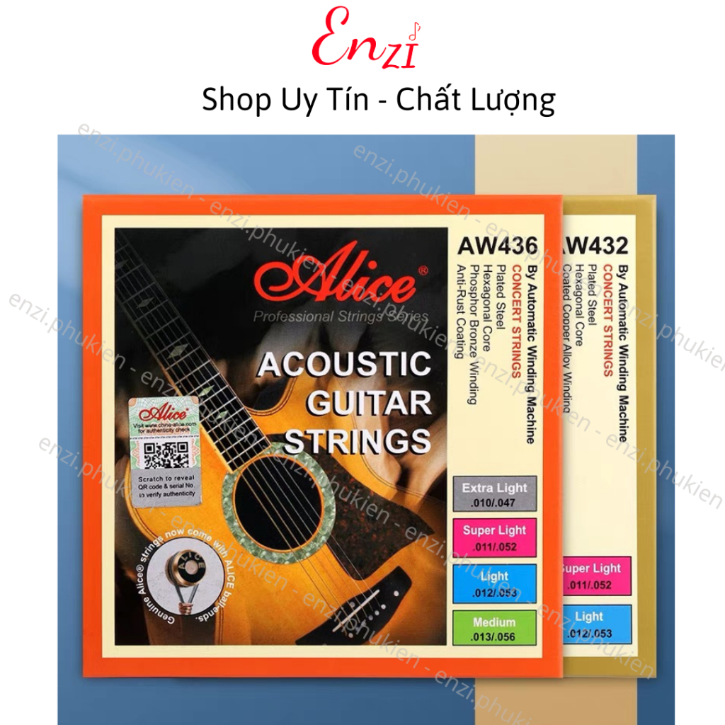 Dây đàn Guitar Acoustic Alice Aw436 Aw432 A206 A406 Cỡ 11 Chính Hãng