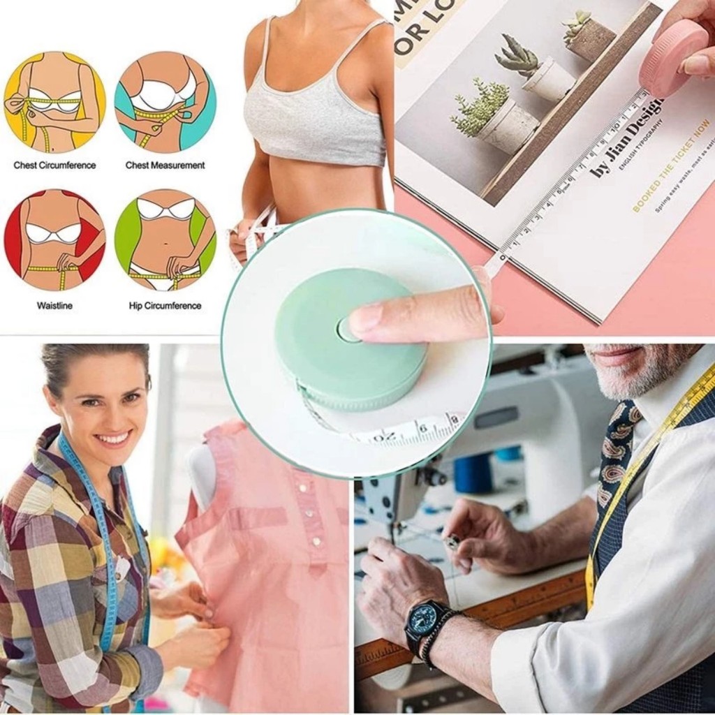 Ảnh Thước Dây -Taky, Với Nút Bấm Tự Rút Sau Khi Kéo, Đo Vòng Bụng, Vòng Eo 3 Vòng Kiểm Tra Sức Khỏe 1.5m - Đo Quần Áo. 5940 3