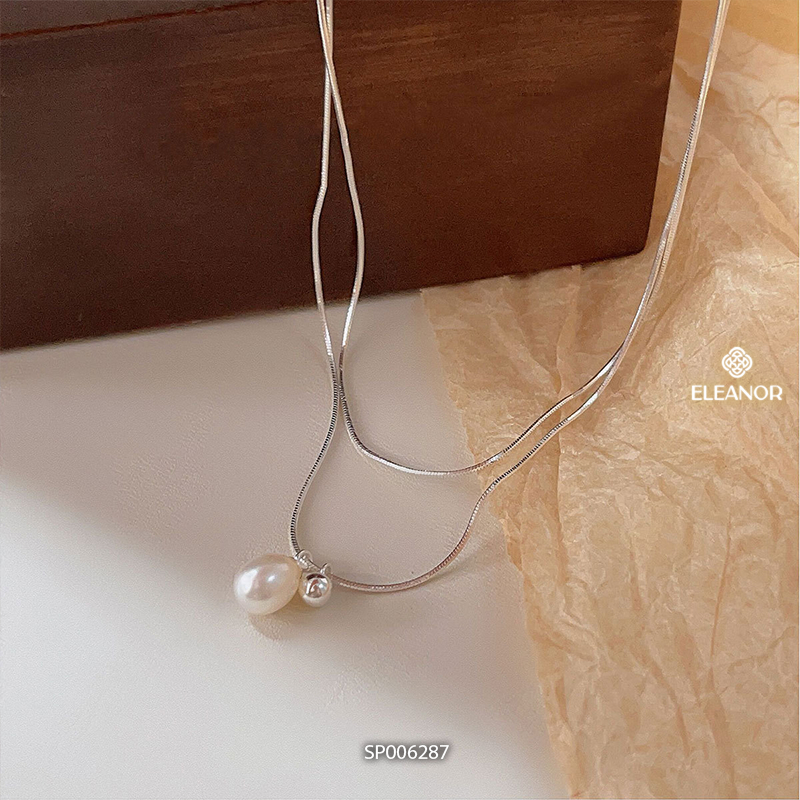 Dây chuyền bạc nữ layer Eleanor Accessories ngọc trai nhân tạo phụ kiện trang sức vòng cổ 6287
