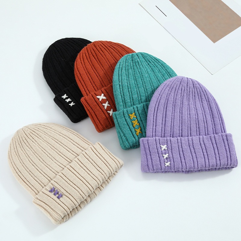 Mũ len, nón len beanie thêu chỉ chữ x giữ ấm mùa đông, mũ len thời ...