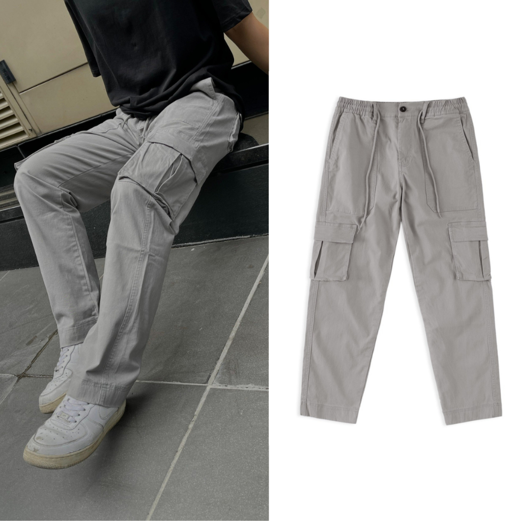 Quần túi hộp kaki Nam Nữ ống đứng có dây rút eo, quần Cargo Pant chất ...