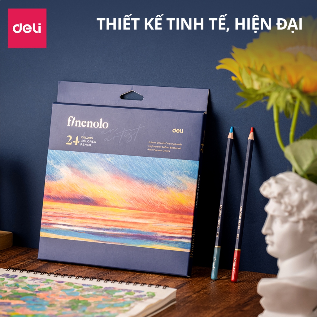 Bút Chì Màu Hộp Giấy Cao Cấp Deli - 24/36/48/72 Màu - Phác Thảo Thiết Kế Tô Màu Vẽ Tranh Chuyên Nghiệp Học Sinh