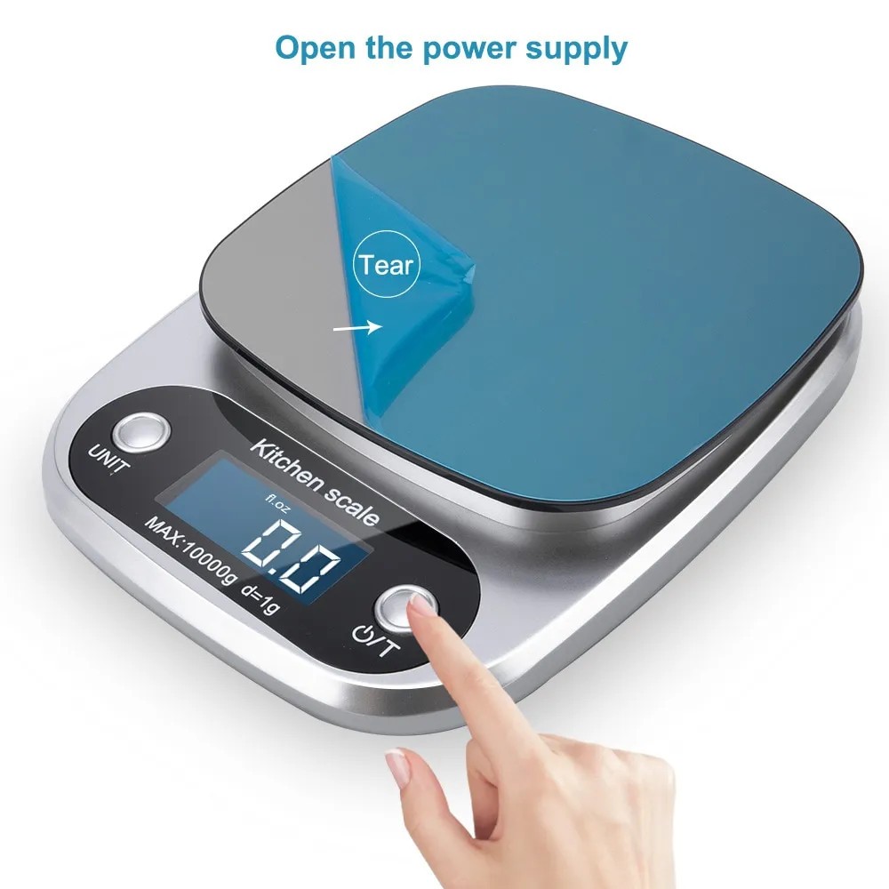 Cân điện tử nhà bếp 3kg-10kg cảm ứng LCD thiết kế sang trọng tích hợp tính năng trừ bì, độ chính xác cao