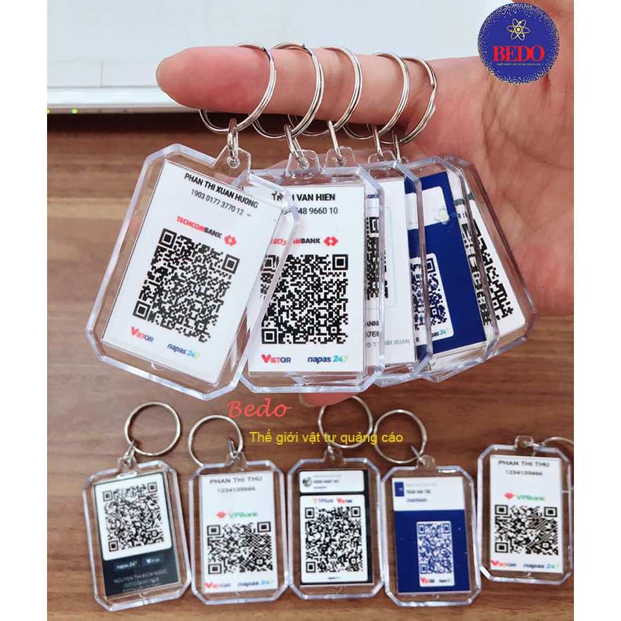 Móc khóa QR cá nhân bằng mica BEDO - In theo yêu cầu, quét mã nhanh tiện lợi, thiết kế sang trọng