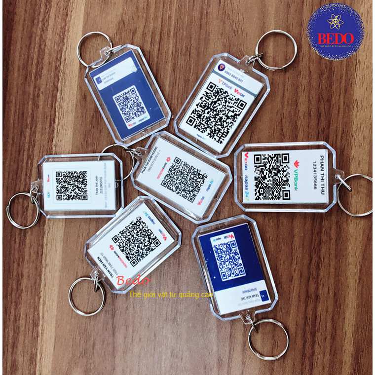 Móc khóa QR cá nhân bằng mica BEDO - In theo yêu cầu, quét mã nhanh tiện lợi, thiết kế sang trọng