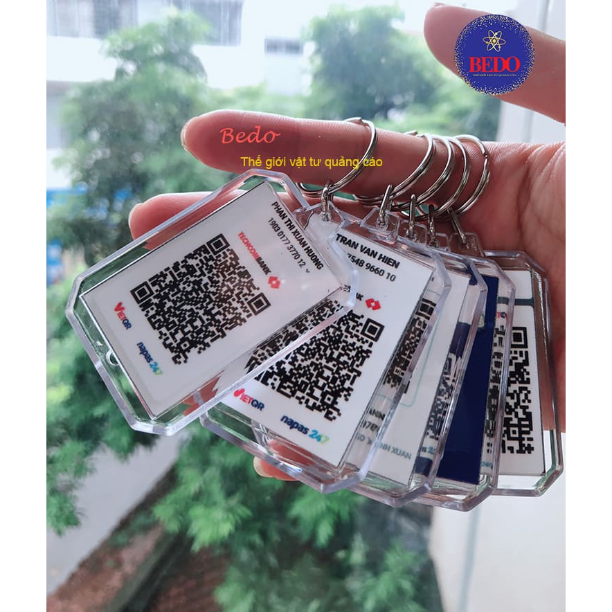 Móc khóa QR cá nhân bằng mica BEDO - In theo yêu cầu, quét mã nhanh tiện lợi, thiết kế sang trọng