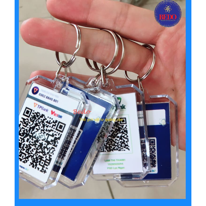 Móc khóa QR cá nhân bằng mica BEDO - In theo yêu cầu, quét mã nhanh tiện lợi, thiết kế sang trọng