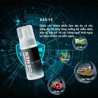 Bọt vệ sinh nam giới KOMESI INTIMATE CARE FOR MEN, Dung dịch vệ sinh tạo bọt chính hãng dành cho nam