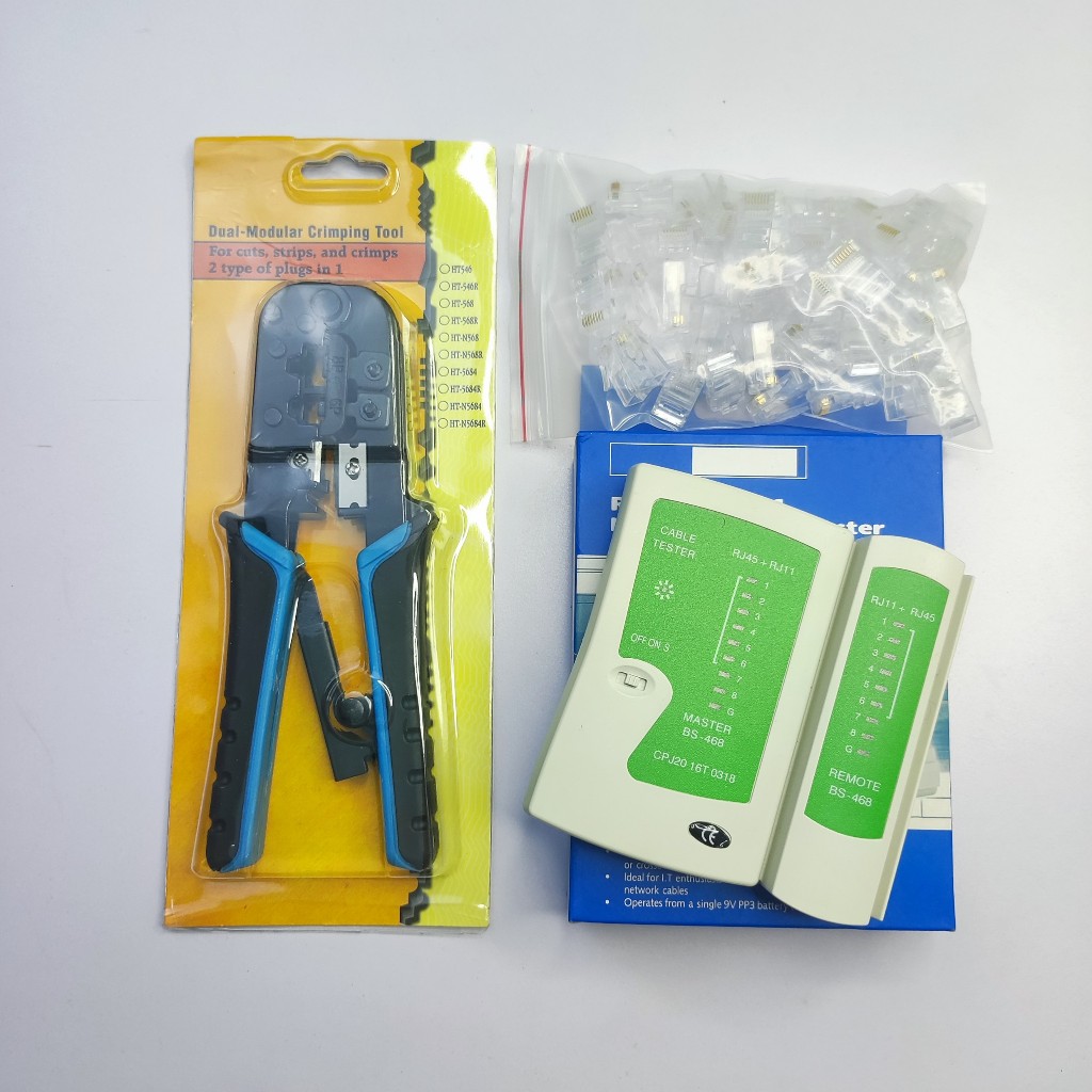 Combo Kìm bấm mạng HT-568R có Trợ Lực + Hộp Test + 50 Hạt COB xịn ...