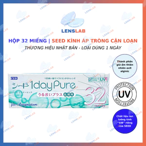 Hộp 32 Miếng | Kính Áp Tròng Cận Loạn SEED 1-Day Pure UV 1 Ngày - Hàng Chính Hãng